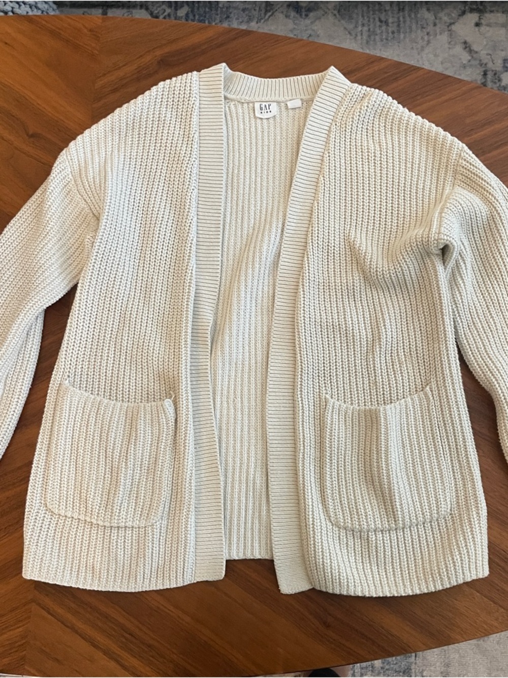GAP Ivory Open-Front Chunky Knit Cardigan